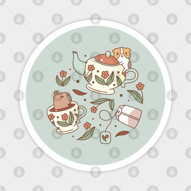 Bubu and Moonch, tea party Magnet by Noristudio